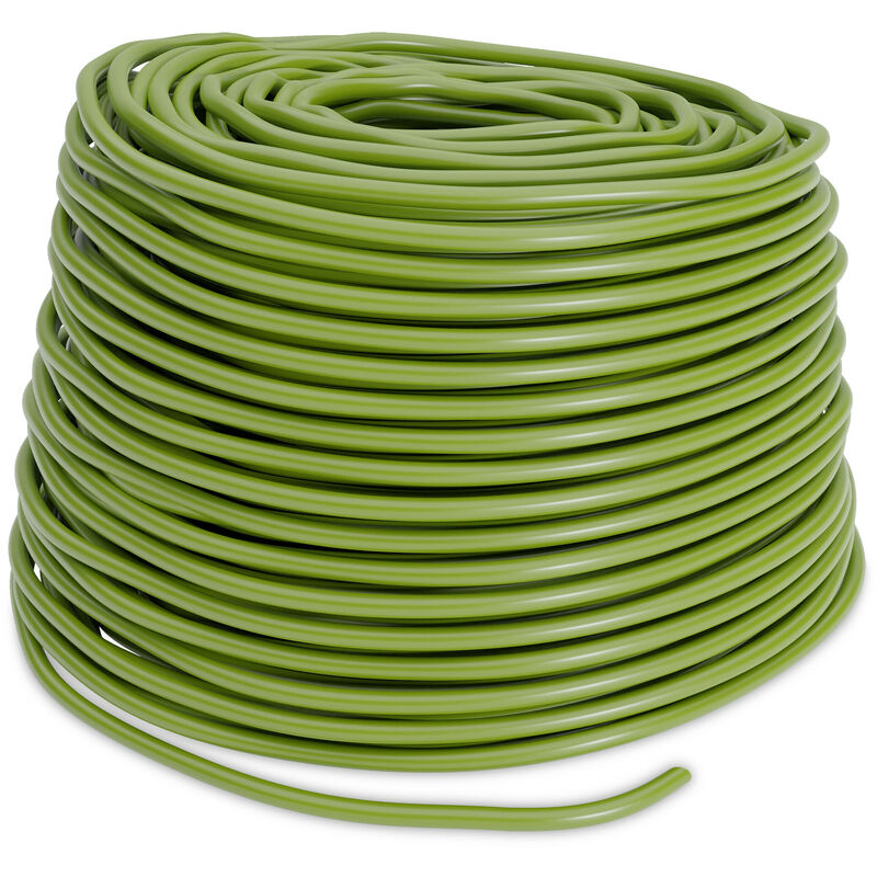 foto del prodotto tubo per legare le piante, corda di legatura in gomma cava, per fiori, cespugli, alberi, 50 m x 3 mm, verde relaxdays