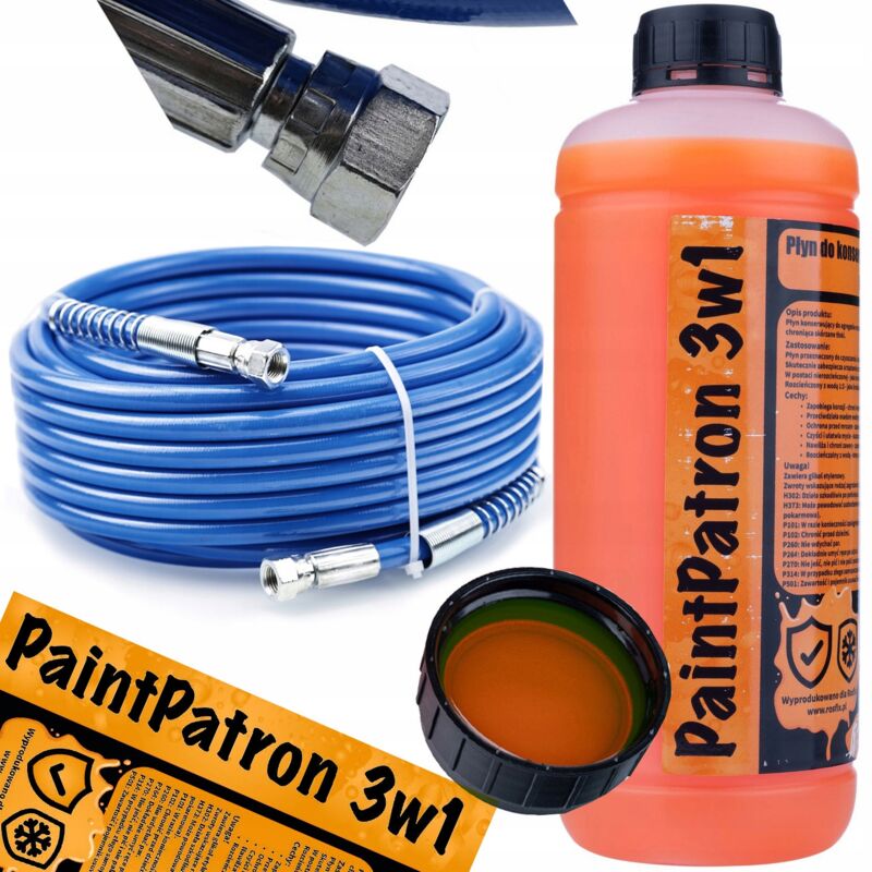 foto del prodotto tubo per spruzzatore di vernice in fibra tpu rosfix 30 m blu rosfix paintpatron 3in1 1 litro di liquido detergente e di manutenzione per lo