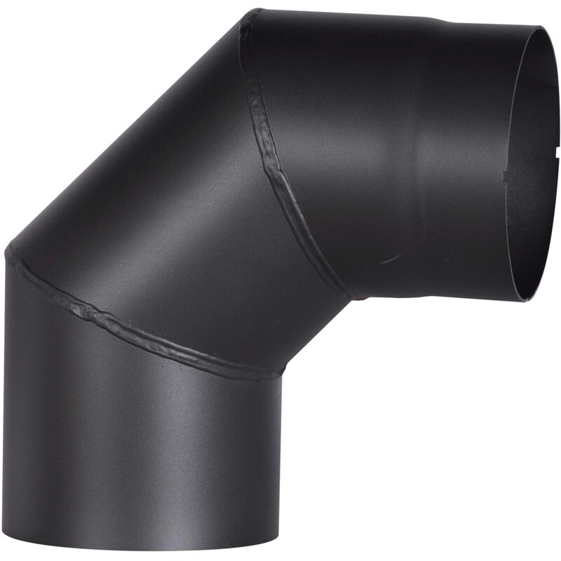 foto del prodotto tubo per stufa r150 bo in acciaio spesso 2 mm, diametro 150 mm, per stufe e focolari, senotherm, nero, 90 gradi, senza porta di pulizia firefix