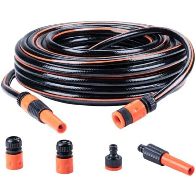 foto del prodotto tubo pompa dell acqua da giardino 25 metri 13 con 5 raccordi max 6 bar in pvc black decker