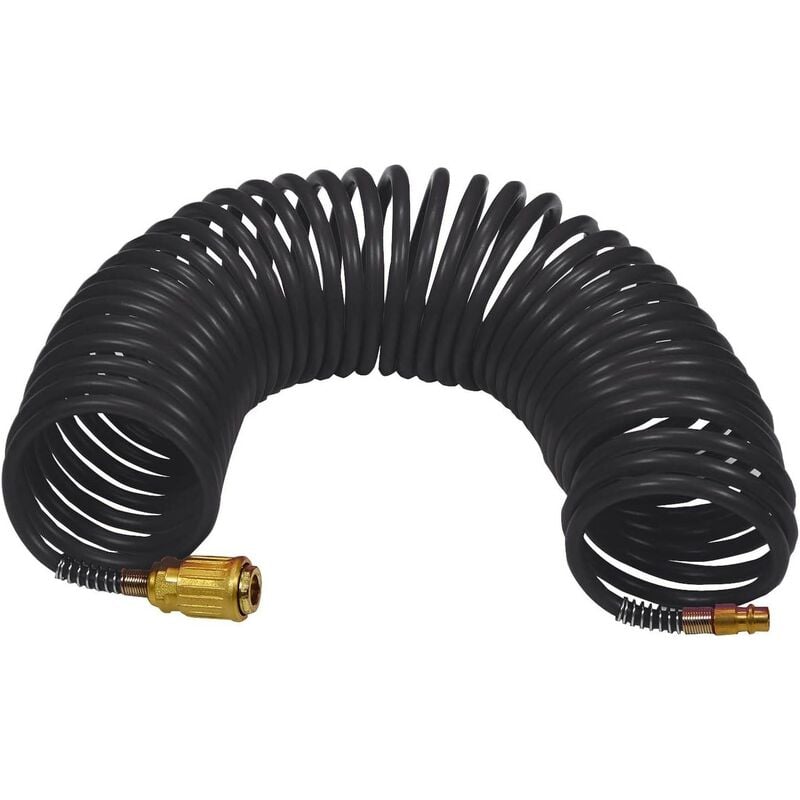 foto del prodotto tubo spiralato aria compressa 6x8 15 metri con attacco rapido stanley