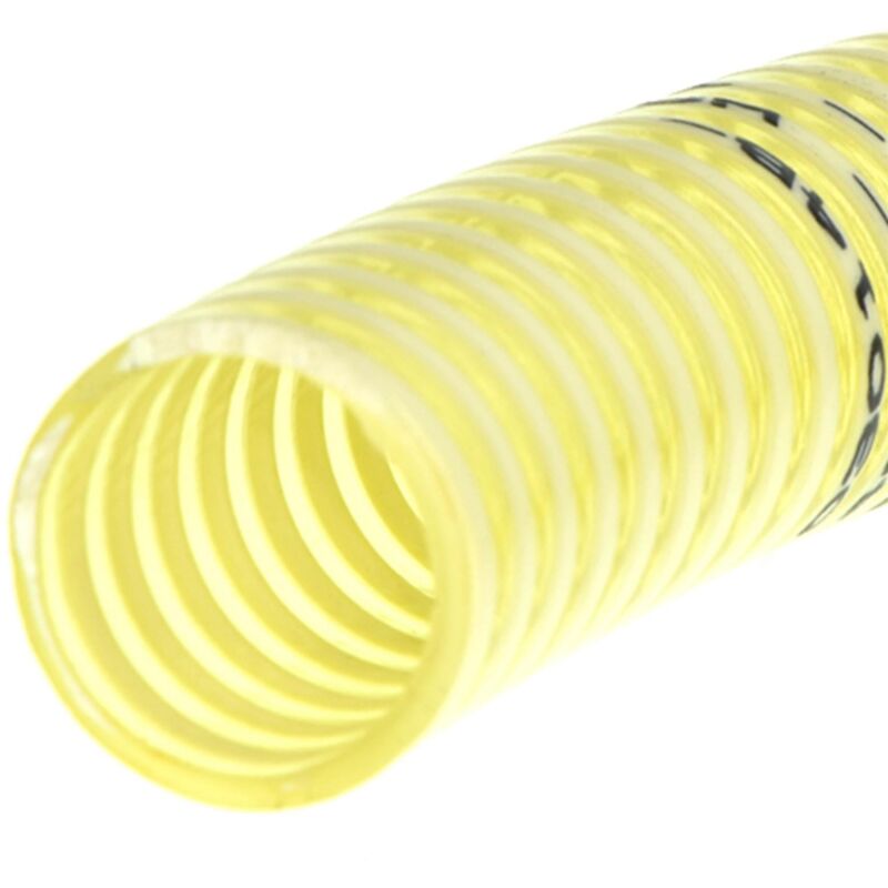foto del prodotto tubo spiralato atossico per motopompa con spirale di rinforzo giallo per liquidi alimentari antiurto 40 mm 1 metro