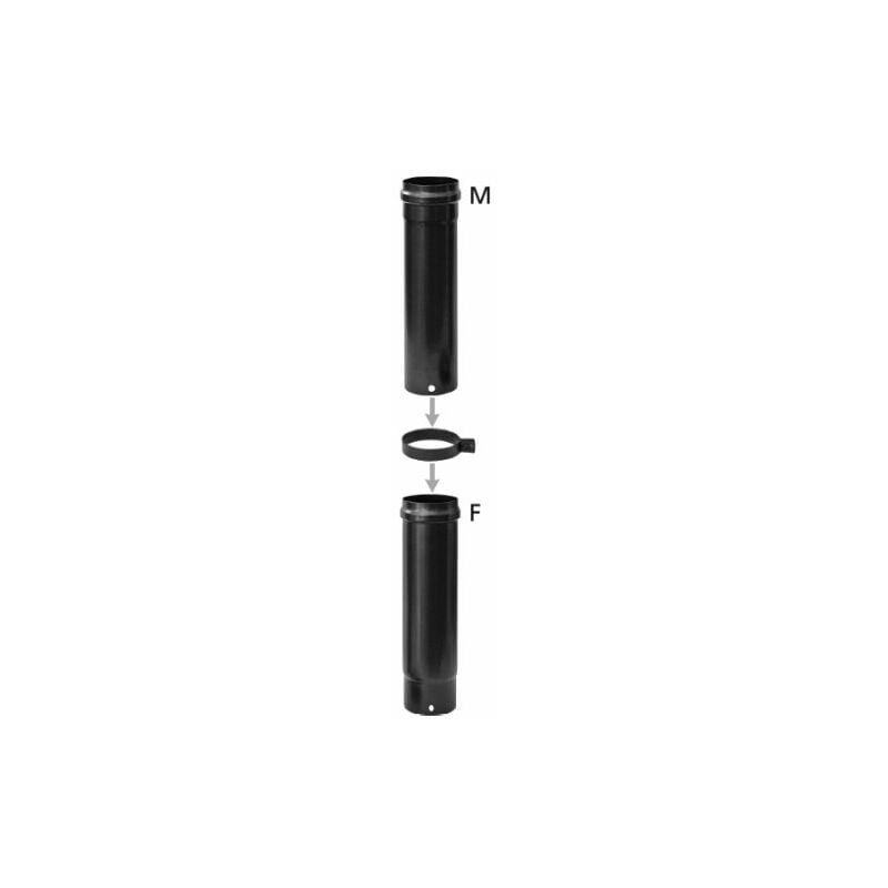 foto del prodotto tubo telescopico p stufa a pellet d 8 cm nero opaco