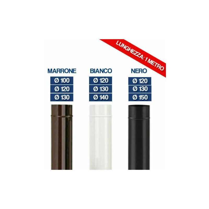 foto del prodotto tubo tubi per stufa legna camino canna fumaria smaltato porcellanato mt 1 16060v 200 nero 16062 