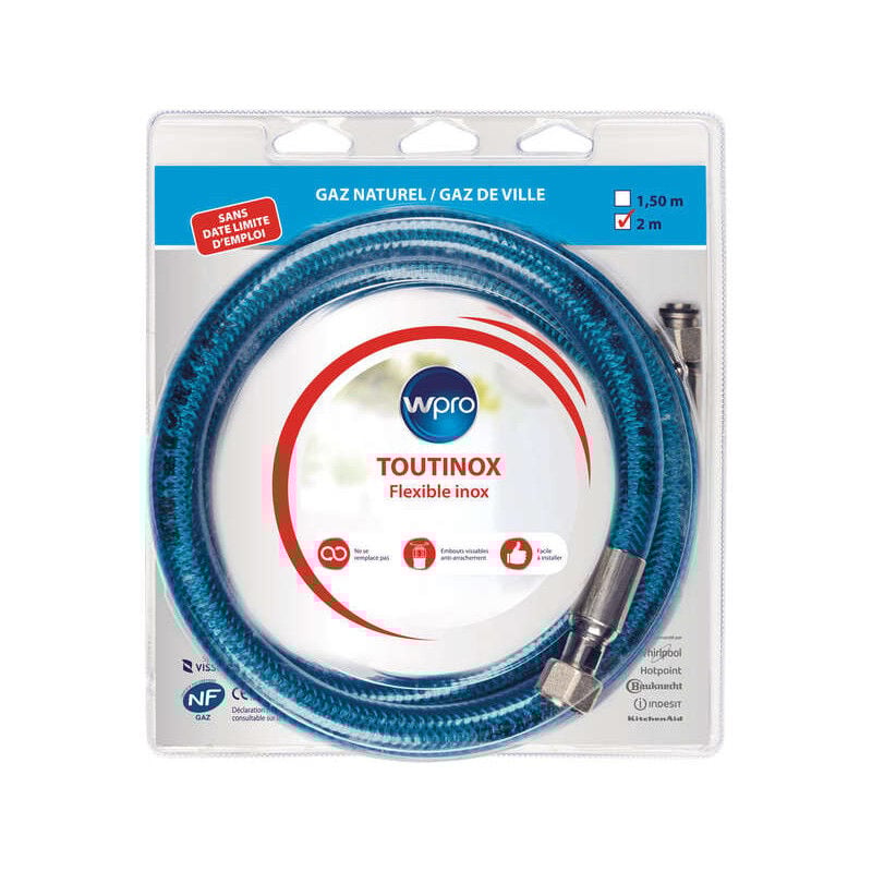 foto del prodotto tubo vissinox gas naturale lungo 2 m durata illimitata originale - accessori e prodotti wpro 975418015250111873