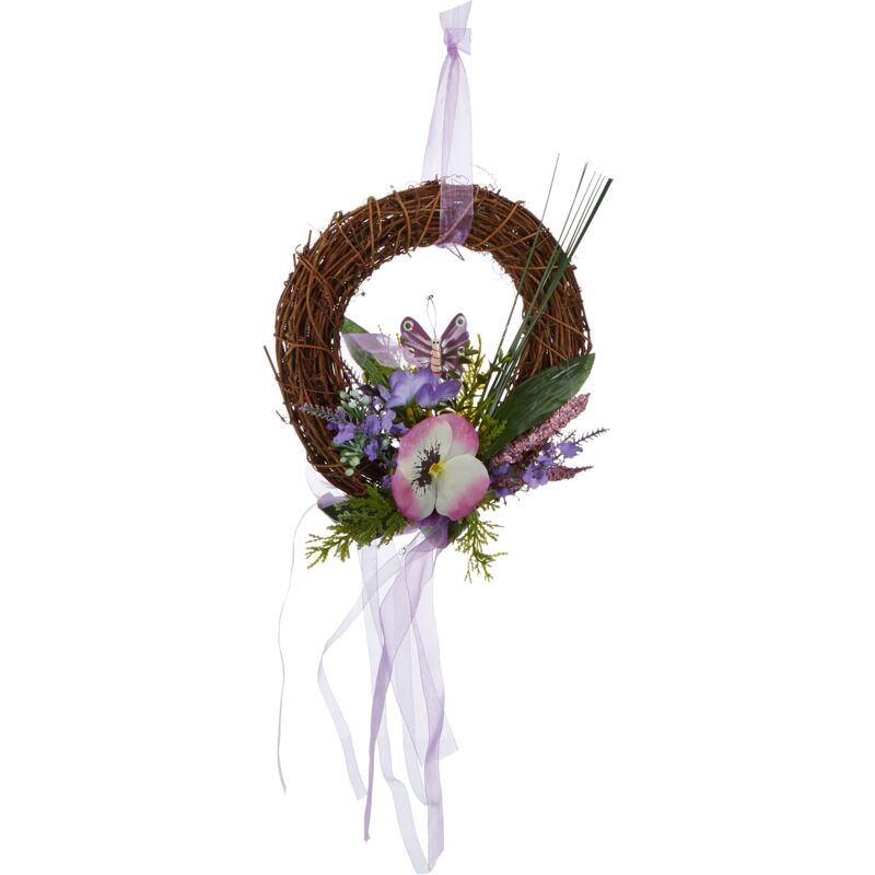 foto del prodotto tumalagia heitmann deco ghirlanda da parete con farfalla, salice, lilla, 22.5 x 21 x 6 cm