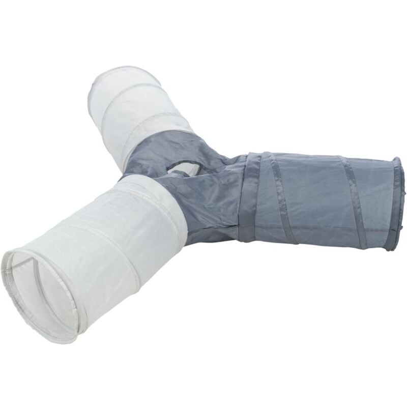 foto del prodotto tunnel gioco in nylon forma 3x diametro 22x50cm grigio chiaro e scuro
