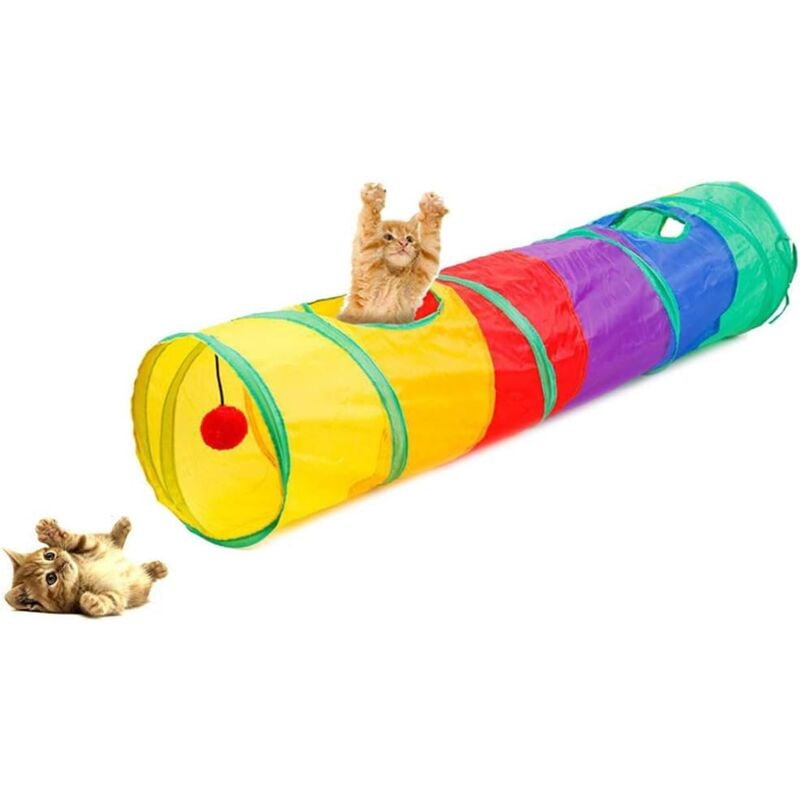 foto del prodotto tunnel gioco per gatti, cuccia pieghevole per gatti conigli cani con 2 canali, perfetto per l esercizio e per soddisfare la curiosit del gatto.