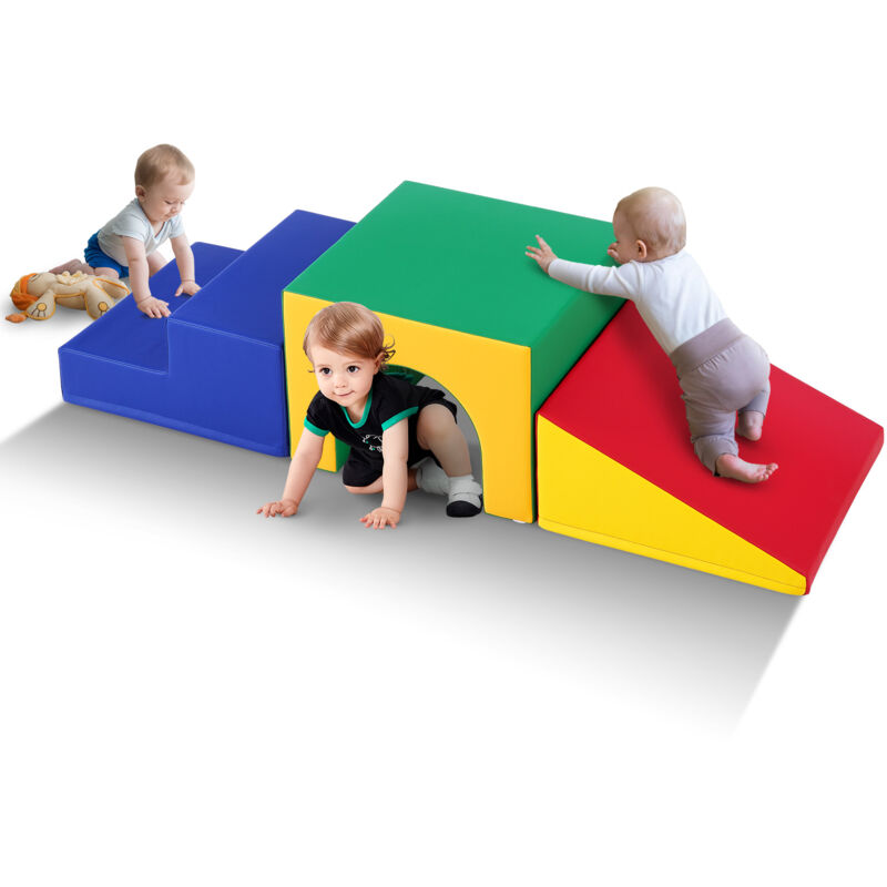 foto del prodotto tunnel singolo da scalare, set da gioco per bambini, blocchi da arrampicata in schiuma per bambini, labirinto per tunnel per bambini con scale e