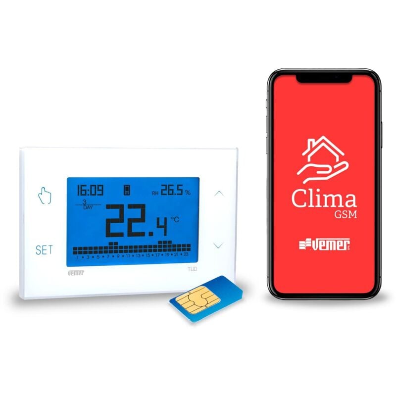 foto del prodotto tuo cronotermostato touch gsm da parete settimanale colore bianco ve771800 - vemer