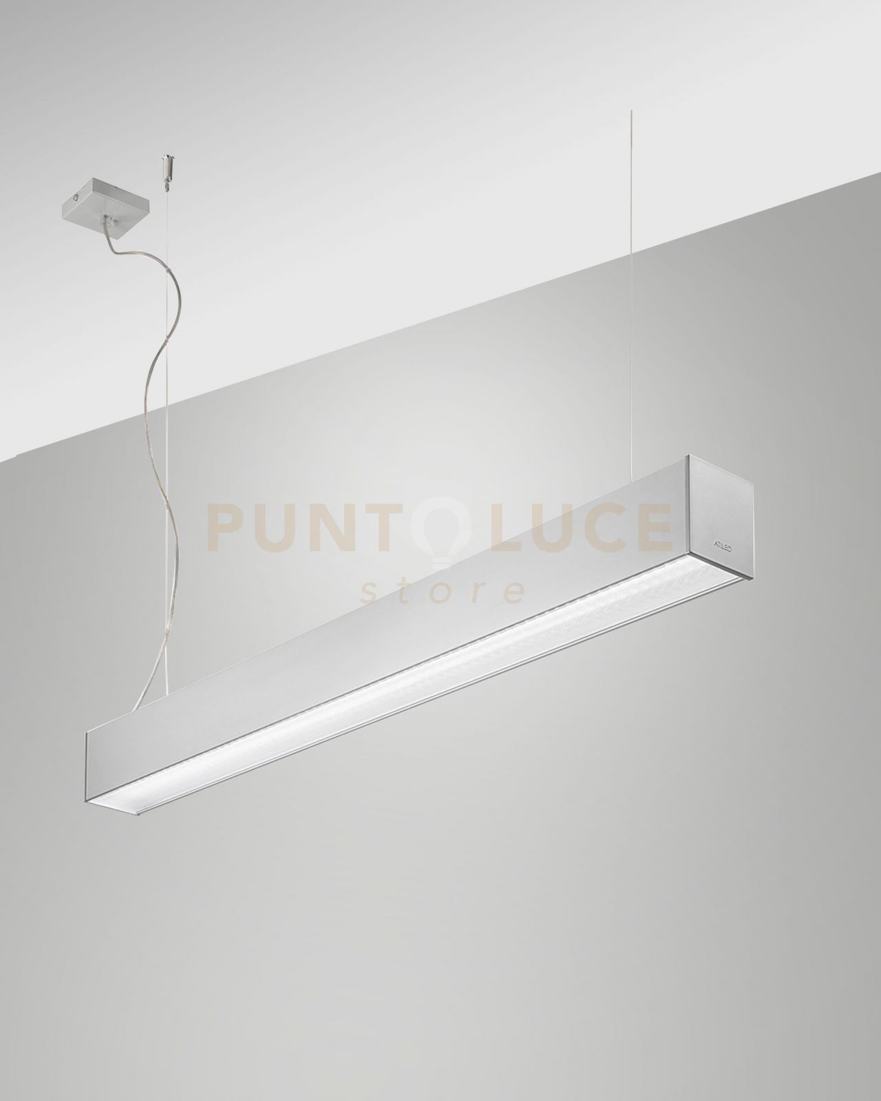 foto del prodotto turner sospensione alluminio led 29w 3000k 3470lm prismatic ip40 dimmerabile dali 100cm