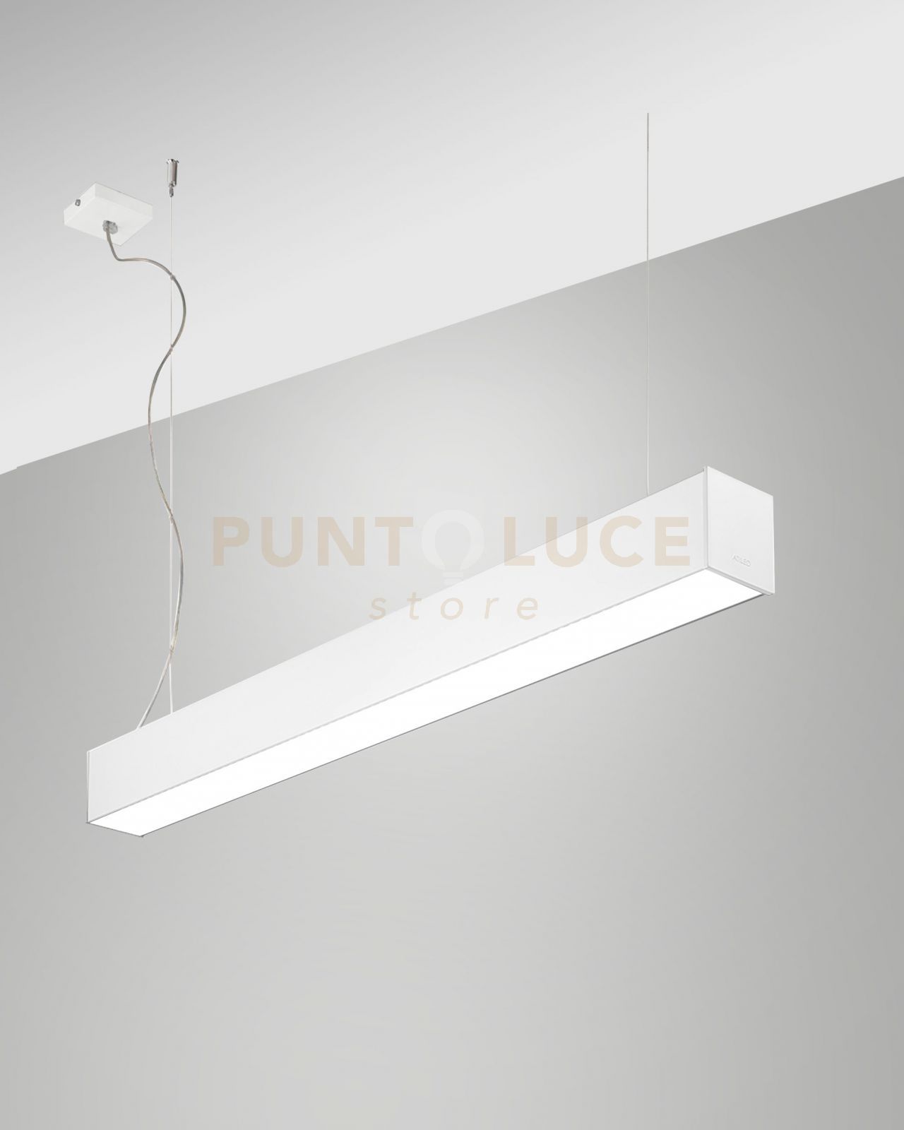 foto del prodotto turner sospensione bianca 29w 3000k 3470lm opale ip40 100cm dimmerabile dali