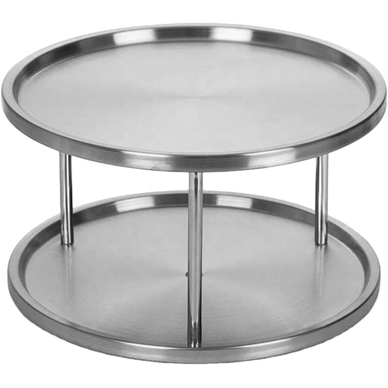 foto del prodotto turntable cabinet organizer, rotating multifunctional spice rack for kitchen storage, rotating spice rack, non slip storage rack 1 pack, stainless
