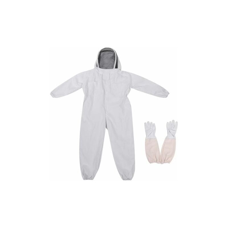 foto del prodotto tuta da apicoltore aiperq attrezzatura professionale di protezione contro le api con guanti lunghi e cappuccio a velo per apicoltore bianco xxl 