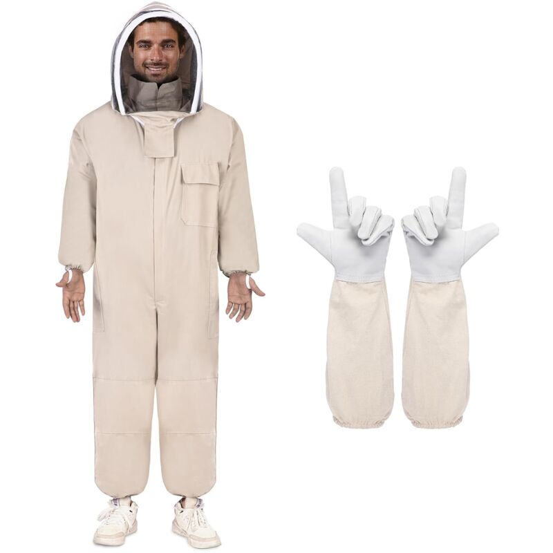 foto del prodotto tuta da apicoltore per uomo e donna, tuta da apicoltore con guanti da apicoltore, tuta da apicoltore con cappello a velo, tuta da apicoltore completa
