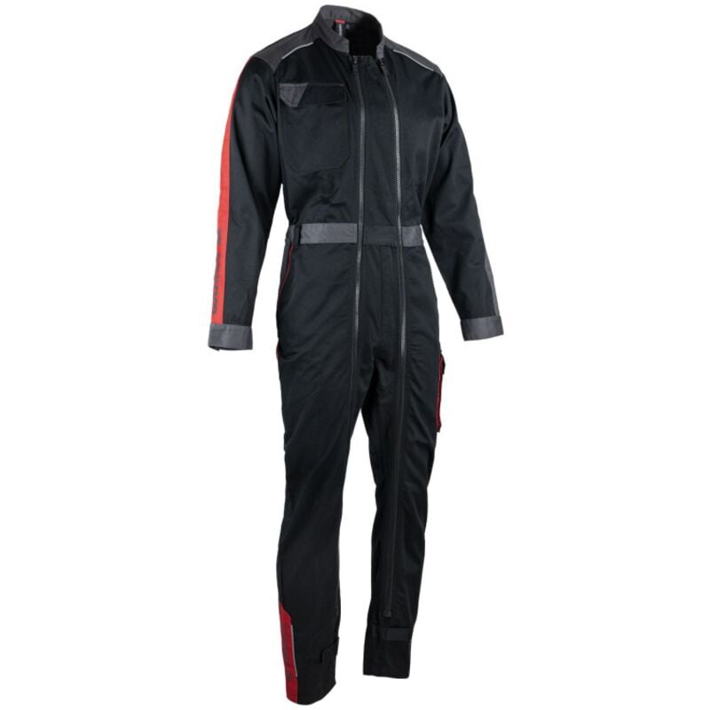 foto del prodotto tuta facom ship con doppia zip nero/grigio/rosso taglia l - fxww4000e-l