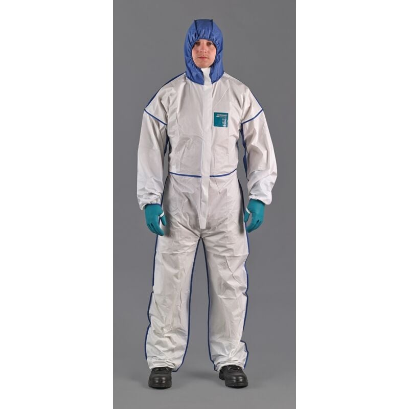 foto del prodotto tuta protettiva alphatec 1800 comfort taglia xl bianco blu psa iii microgard