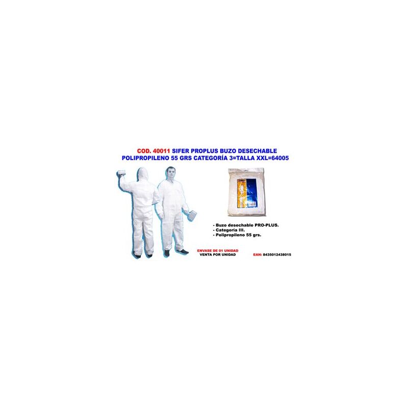 foto del prodotto tuta protettiva monouso sifer polipropilene 55g cat 3 fitos xxl 64005
