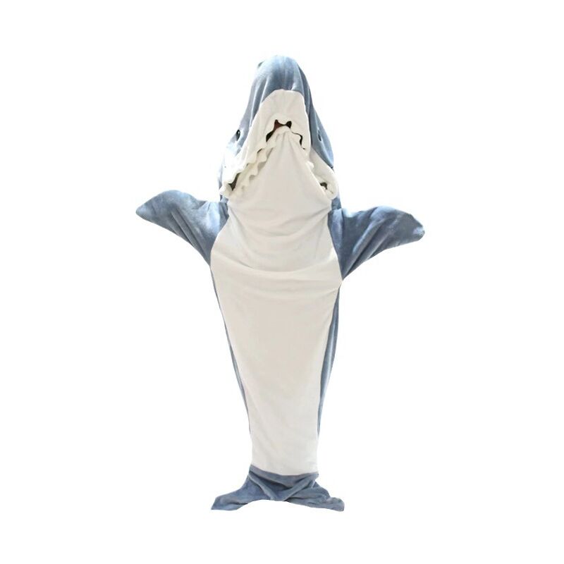 foto del prodotto tutina con cappuccio cozy shark blanket per adulti, tutina super morbida e divertente a forma di squalo sollbry