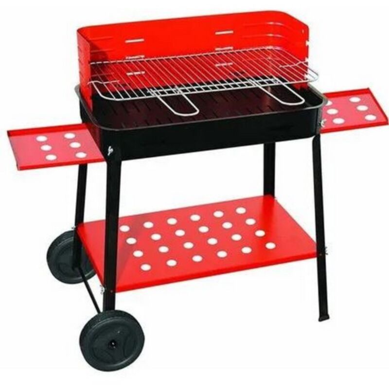 foto del prodotto tuttacasa barbecue flavia 503 a carbonella con struttura in acciaio griglia regolabile e ripiani portaoggetti