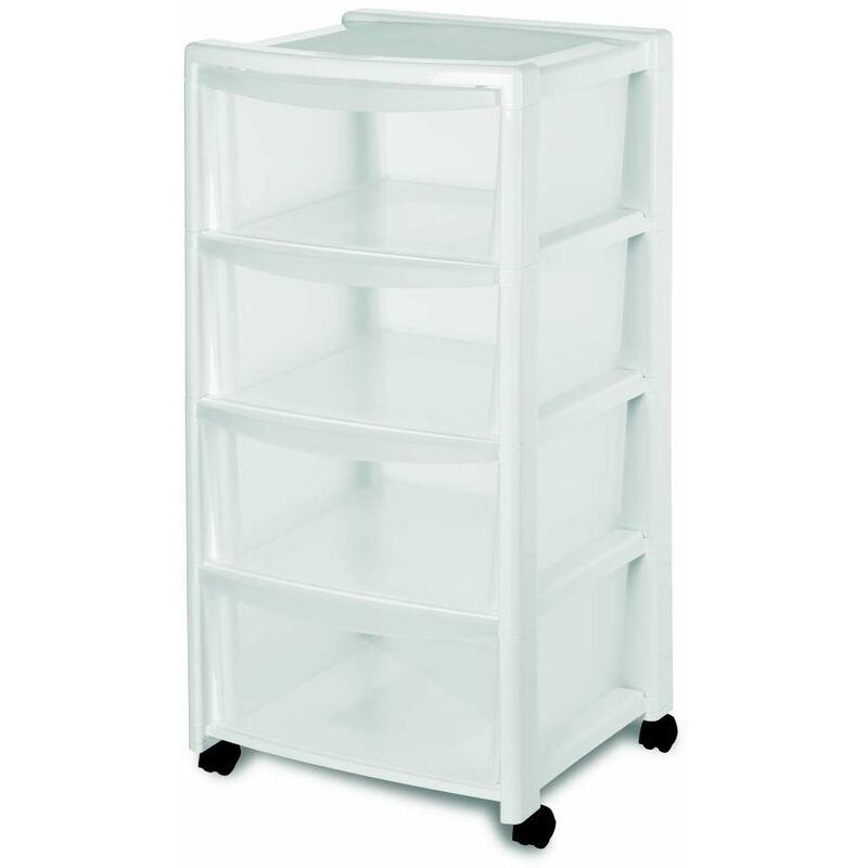 foto del prodotto tuttacasa casettiera bianca con 4 cassetti vedo tutto con ruote per bagno cucina camera organizer vm 40x40x80