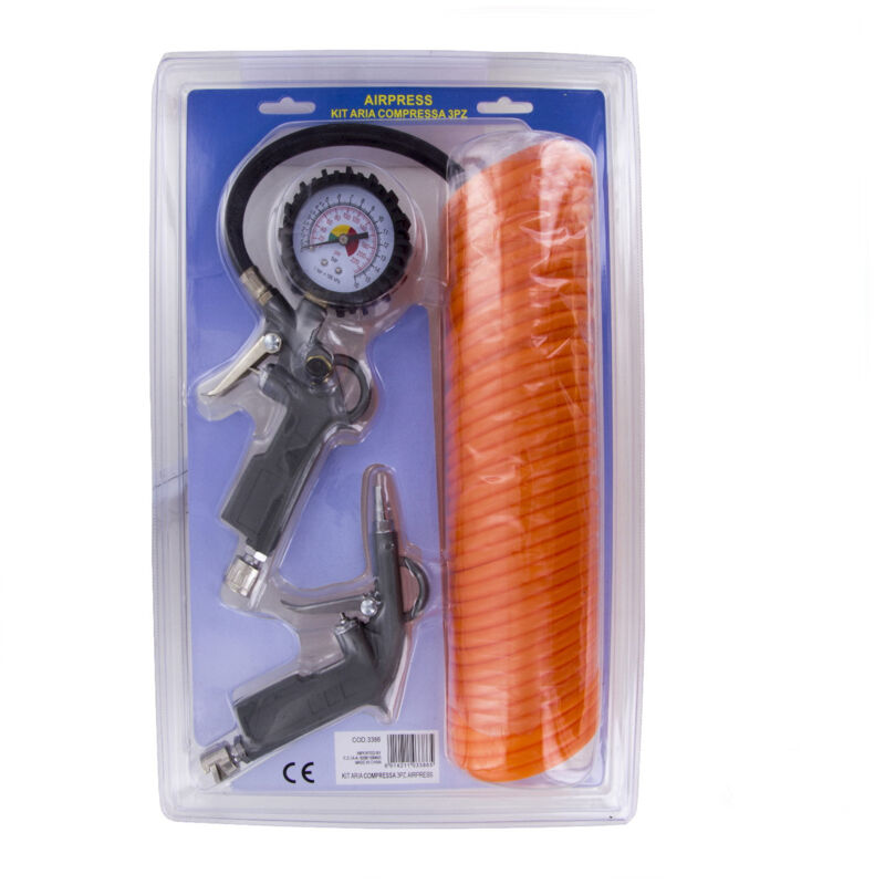 foto del prodotto tuttacasa kit aria compressa 3 pz airpress pistola gonfiaggio soffiaggio tubo raccordo