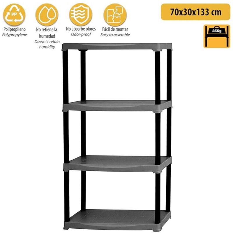 foto del prodotto tuttacasa scaffale in polipropilene a 4 e 5 ripiani varie misure misura 4 ripiani da 700x300 altezza 1330 cm