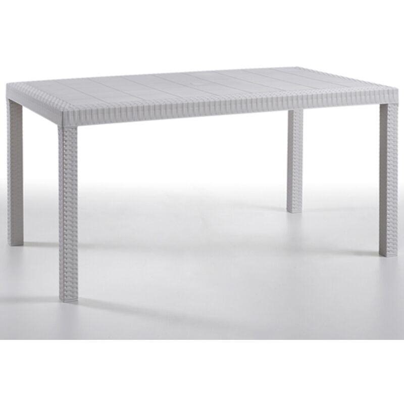 foto del prodotto tuttacasa tavolo resina rettang. urano bianco similrattan 140x80x72h cm