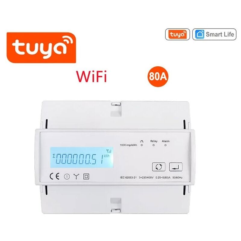 foto del prodotto tuya contatore di energia elettrica trifase smart wi fi 80a multifunzione