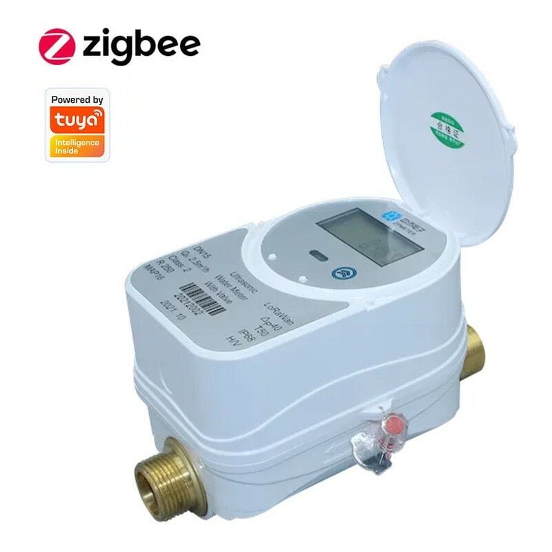foto del prodotto tuya contatore per acqua ad ultrasuoni con valvola smart zigbee 15mm