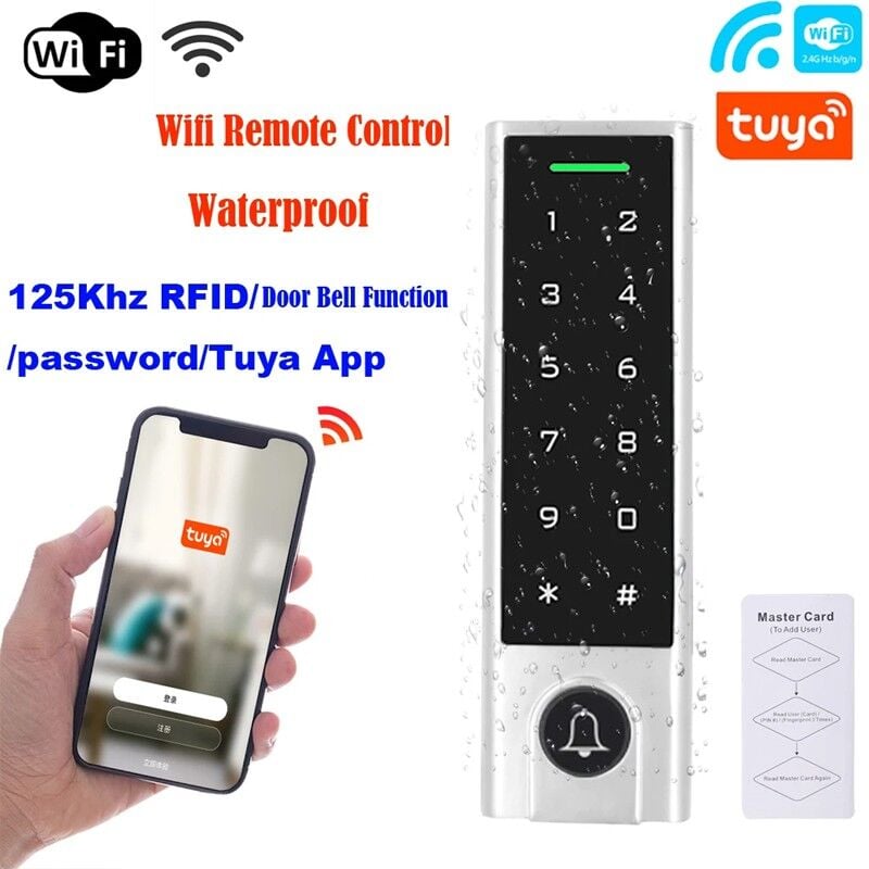 foto del prodotto tuya controllo accessi smart wifi con tastiera touch e lettore carte per esterni tastiera campanello