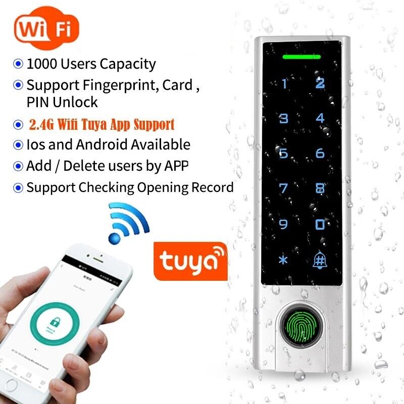 foto del prodotto tuya controllo accessi smart wifi con tastiera touch e lettore carte per esterni tastiera impronta digitale