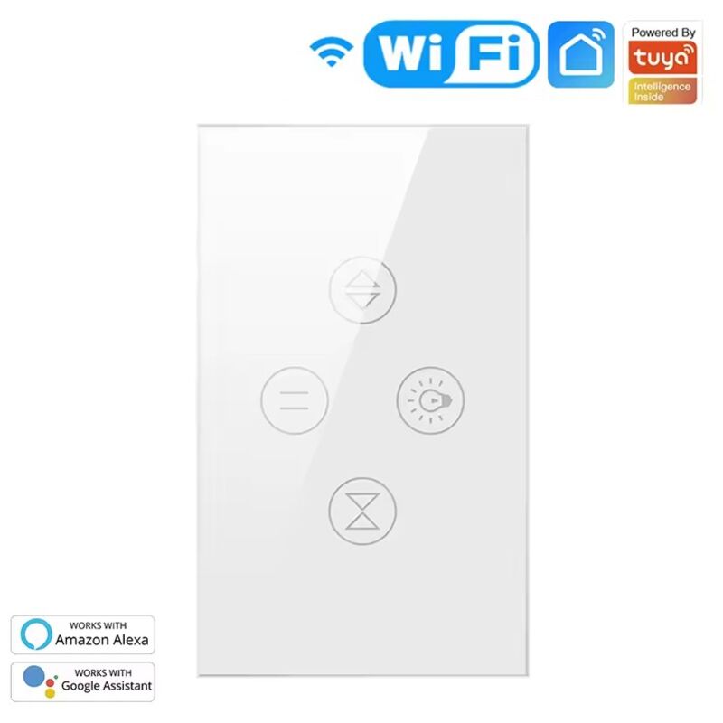 foto del prodotto tuya interruttore 2 in 1 smart wifi per tapparelle e luce colore bianco
