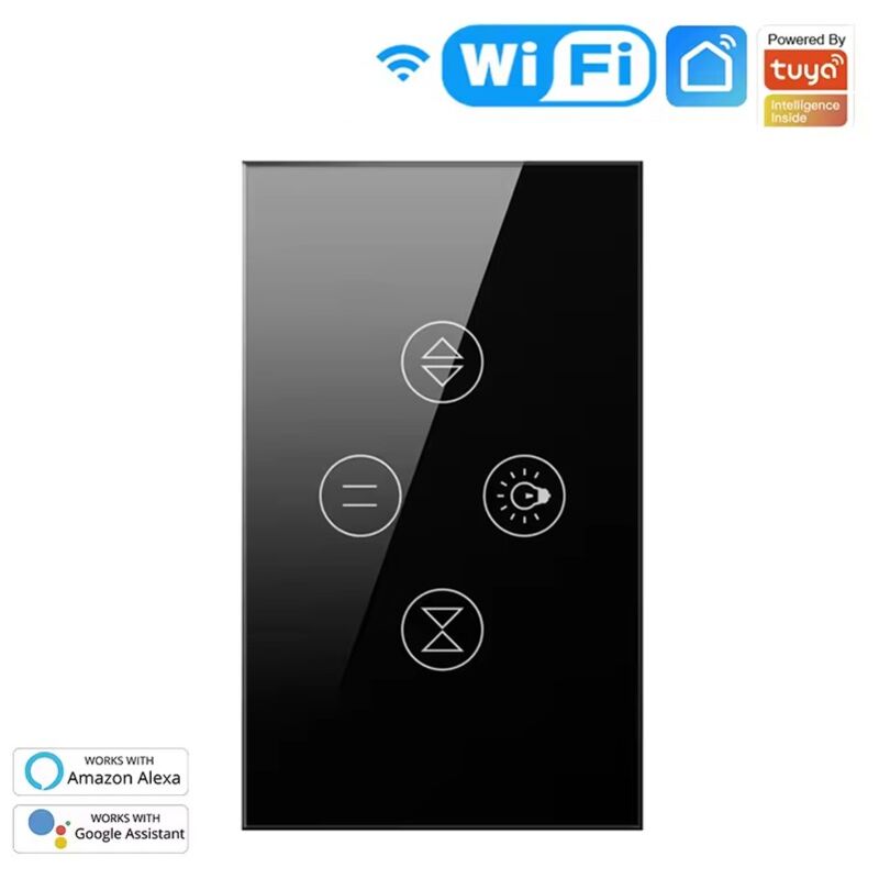 foto del prodotto tuya interruttore 2 in 1 smart wifi per tapparelle e luce colore nero