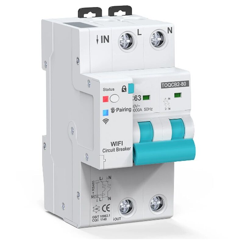 foto del prodotto tuya - interruttore automatico mcb da 63a smart wifi con contatore di energia 2 pulsanti