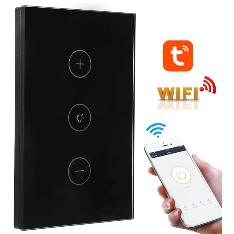 foto del prodotto tuya interruttore dimmer touch smart wifi e bluetooth per luci colore nero