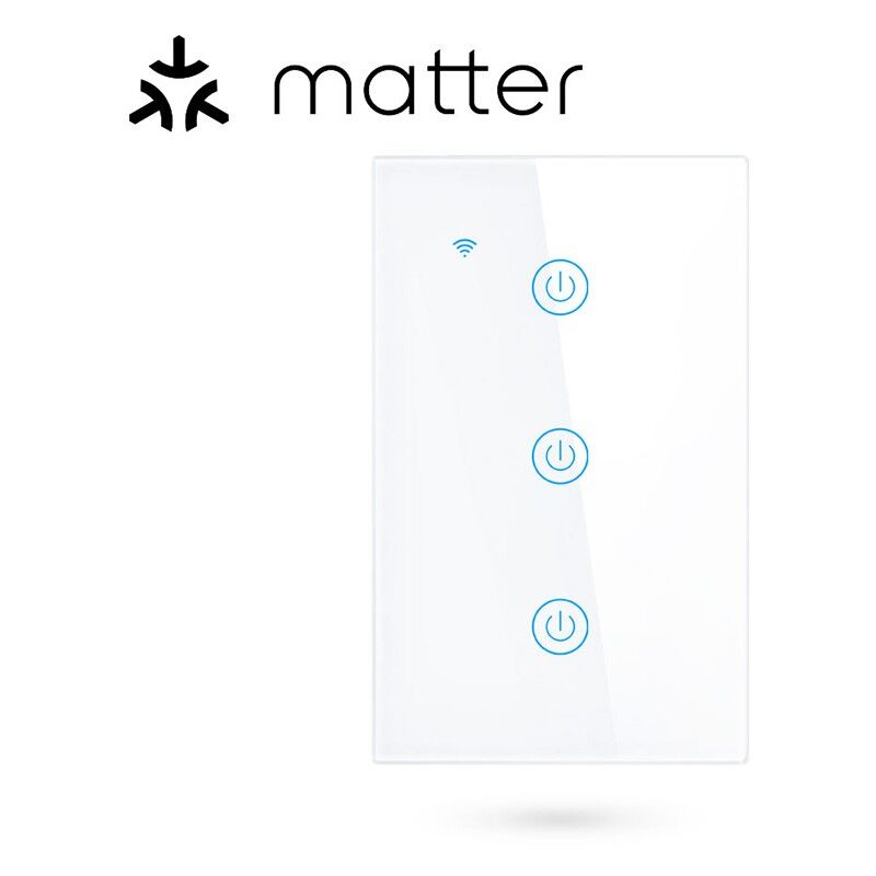foto del prodotto tuya interruttore per luci touch bianco smart matter wifi serie novatech dimensione 3 pulsanti