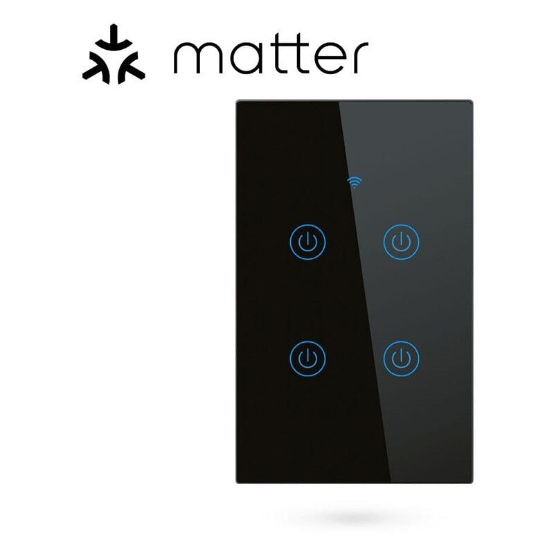 foto del prodotto tuya interruttore per luci touch nero smart matter wifi serie novatech dimensione 4 pulsanti