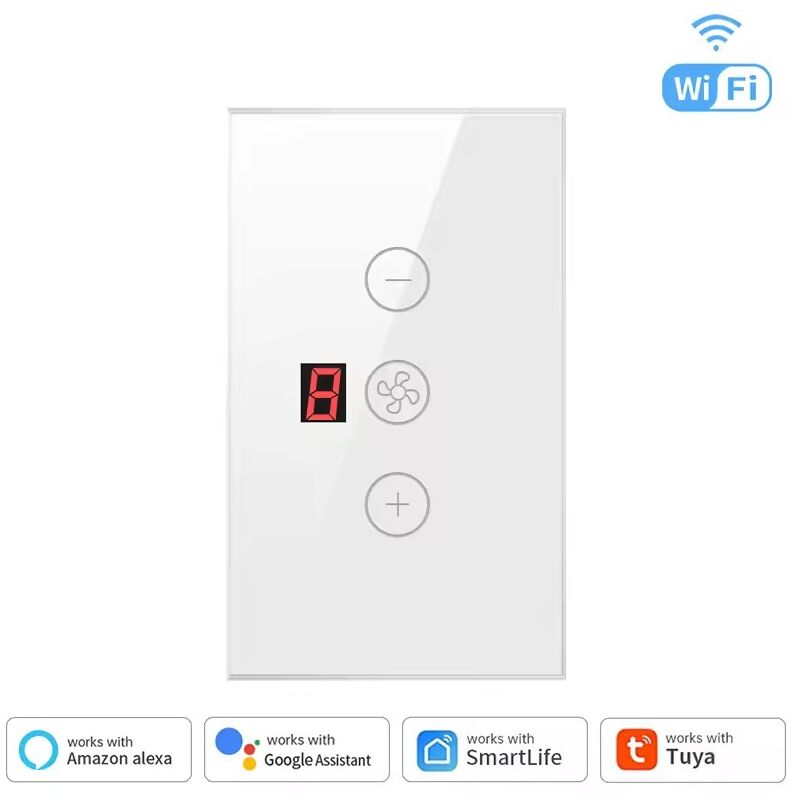 foto del prodotto tuya interruttore per ventole smart wifi con display colore bianco
