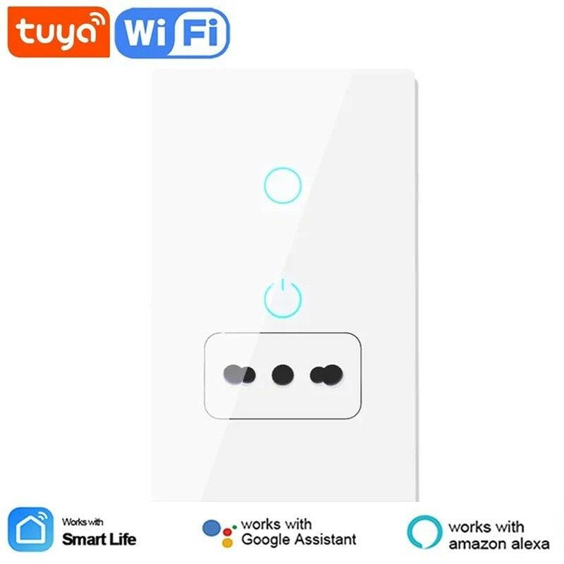 foto del prodotto tuya interruttore touch smart wifi con presa italiana dimensione 1 pulsante