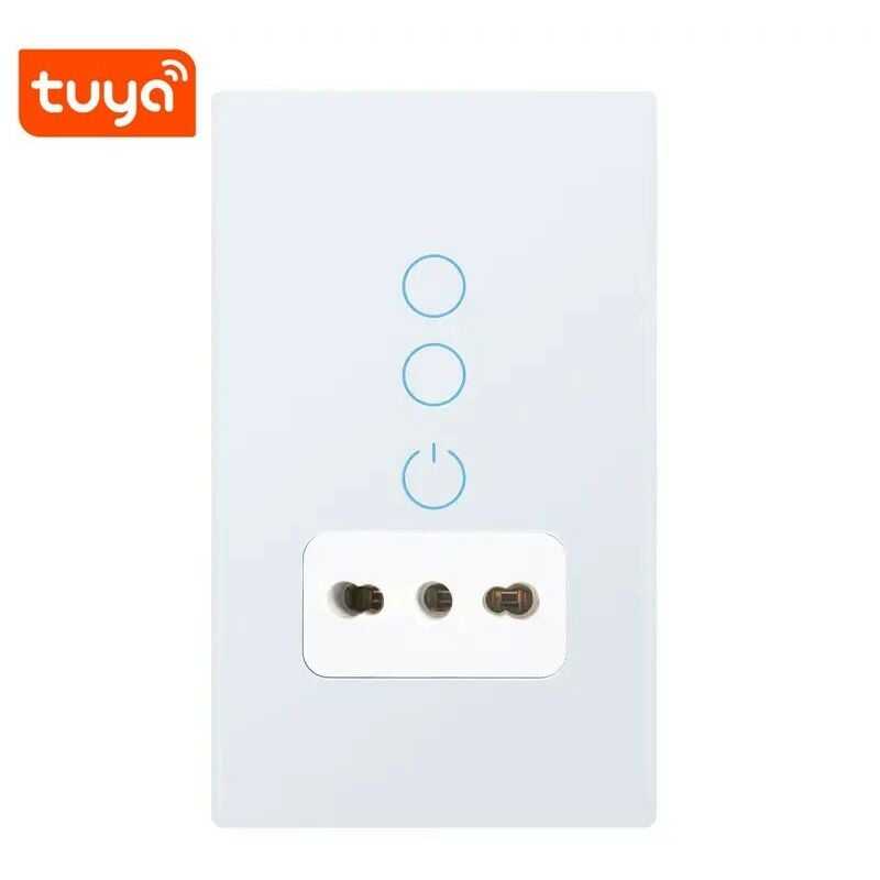 foto del prodotto tuya interruttore touch smart wifi con presa italiana dimensione 2 pulsanti