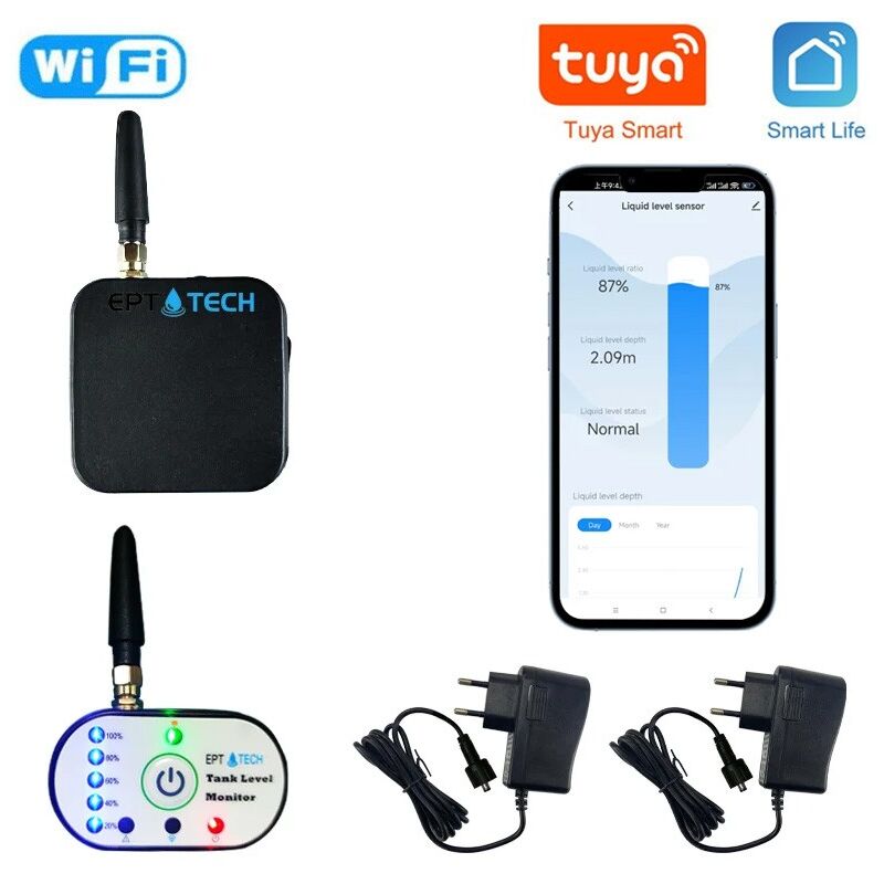 foto del prodotto tuya kit di misurazione livello liquidi smart wifi con monitor indicatore