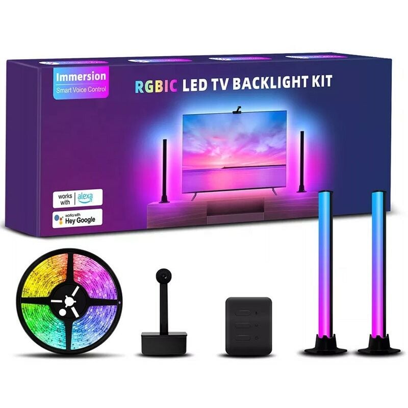 foto del prodotto tuya kit led tv immersione smart rgbic con camera e barre luminose