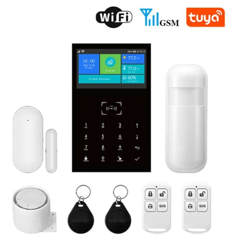 foto del prodotto tuya kit sistema di allarme domestico wifi e gsm 4g con rfid