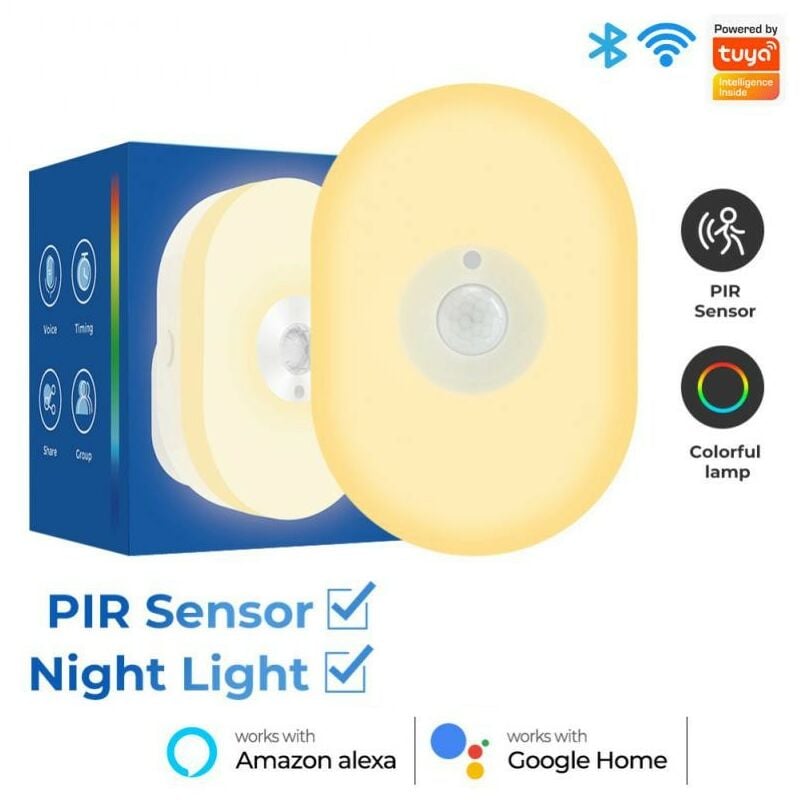 foto del prodotto tuya luce notturna a presa smart wifi 2in1 con sensore di movimento pir