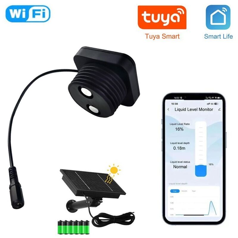 foto del prodotto tuya misuratore di livello acqua smart wifi con pannello solare