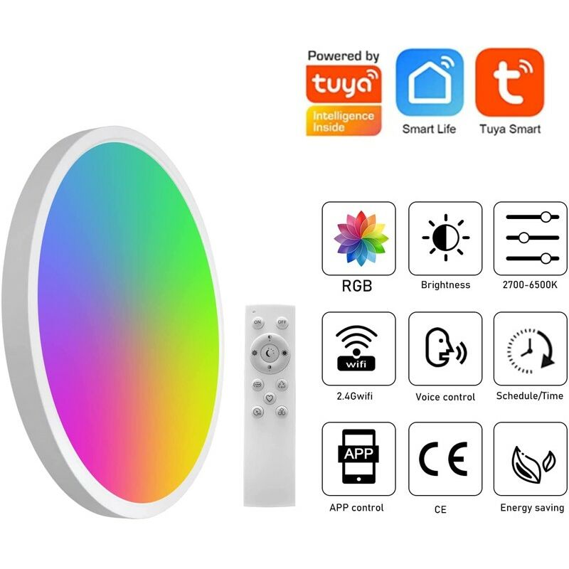foto del prodotto tuya plafoniera a led smart wifi dimmerabile con retroilluminazione 24w 10w