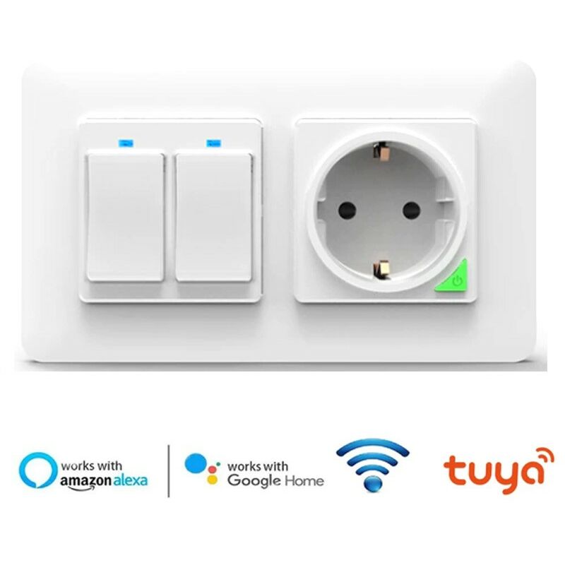 foto del prodotto tuya presa a muro con interruttore doppio smart wifi da incasso
