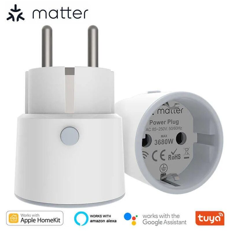 foto del prodotto tuya presa smart matter wifi 16a con misurazione di energia