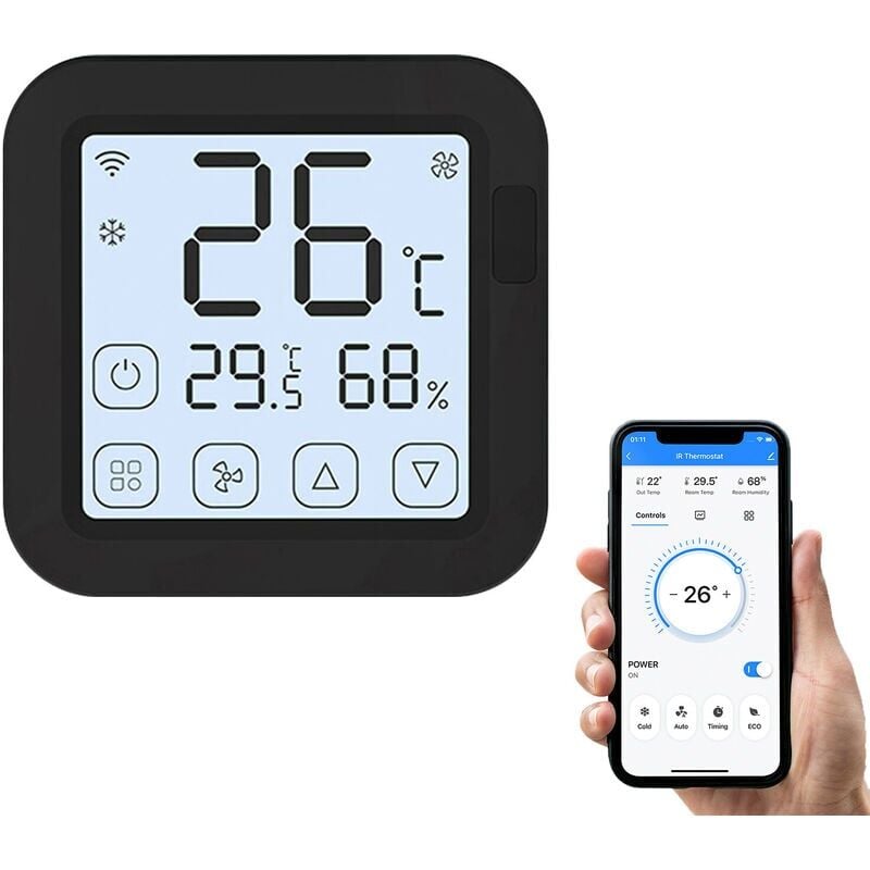foto del prodotto tuya smart wifi ir regolatore per condizionatore d aria termostato con schermo lcd controllo app sensore di temperatura e umidit monitor